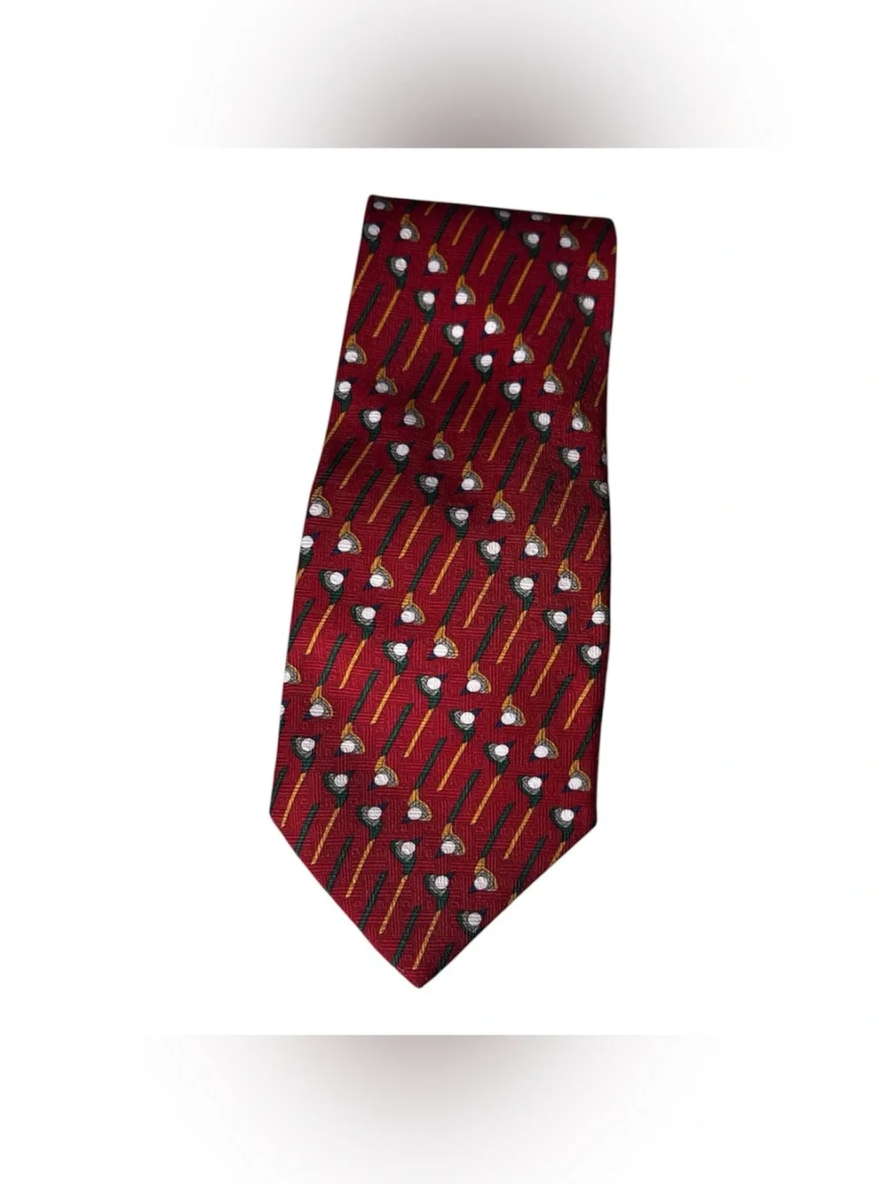 Red Silk Tie with Golf Motif